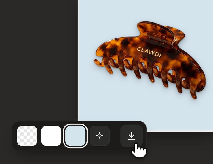 Demo: the hair clip on a pale blue ground, ready to download