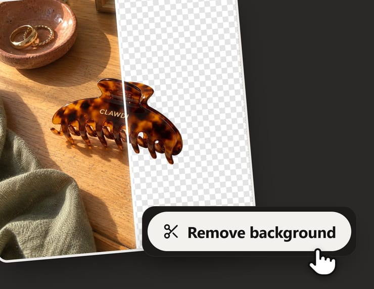 Demo: the hair clip cut out onto a checkerboard with one click