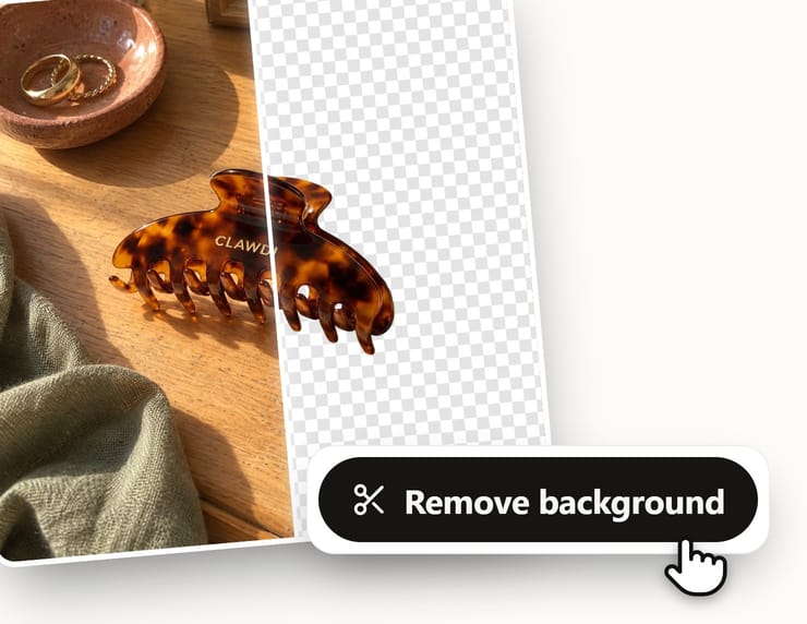 Demo: the hair clip cut out onto a checkerboard with one click
