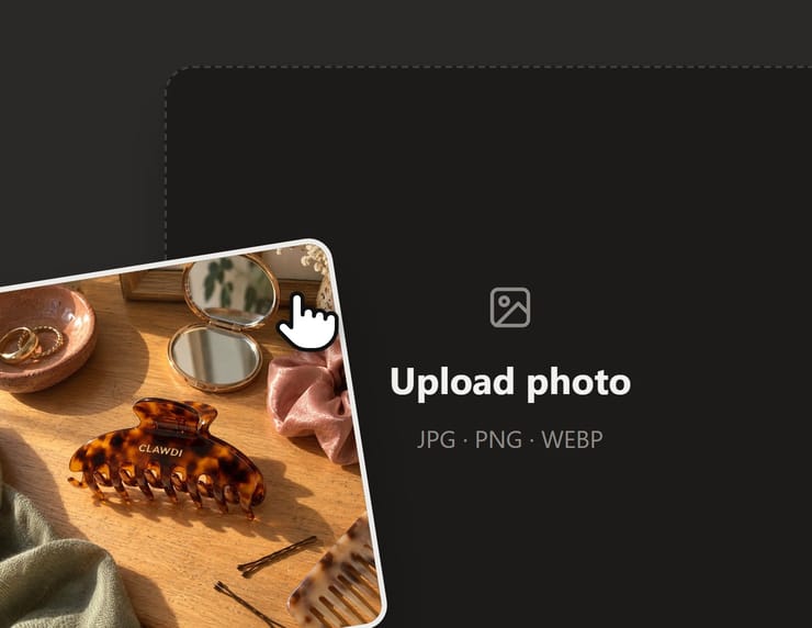 Demo: a phone snap of a hair clip dropped into the upload box