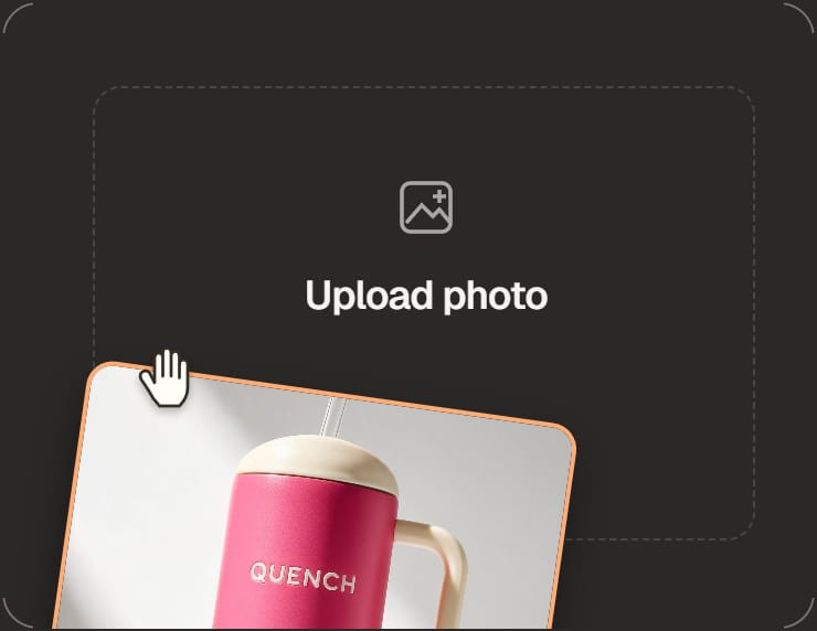 Demo: dragging a product photo into the upload dropzone