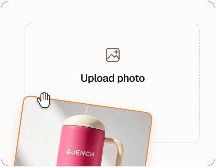 Demo: dragging a product photo into the upload dropzone
